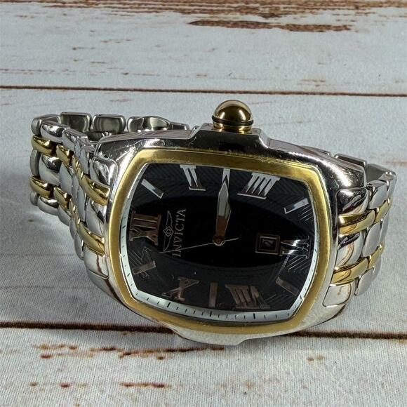 Invicta Lupah Men’s Quartz Watch 47mm Gold Tone Tonneau Black Dial – Tested - Picture 1 of 7